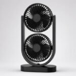 Premium Dual Head Desktop Fan – 360° Adjustable USB Rechargeable Cooling Fan - Image 4